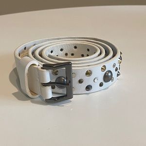 The Kooples White Mixed Metals Belt